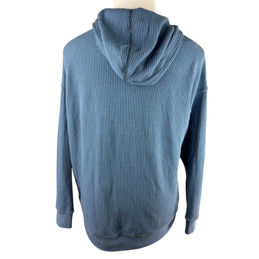 Aerie Waffle Knit Hoodie 1/2 Zip Up Sweater Hoody Marbled Blue Oversized Small - Picture 7 of 13